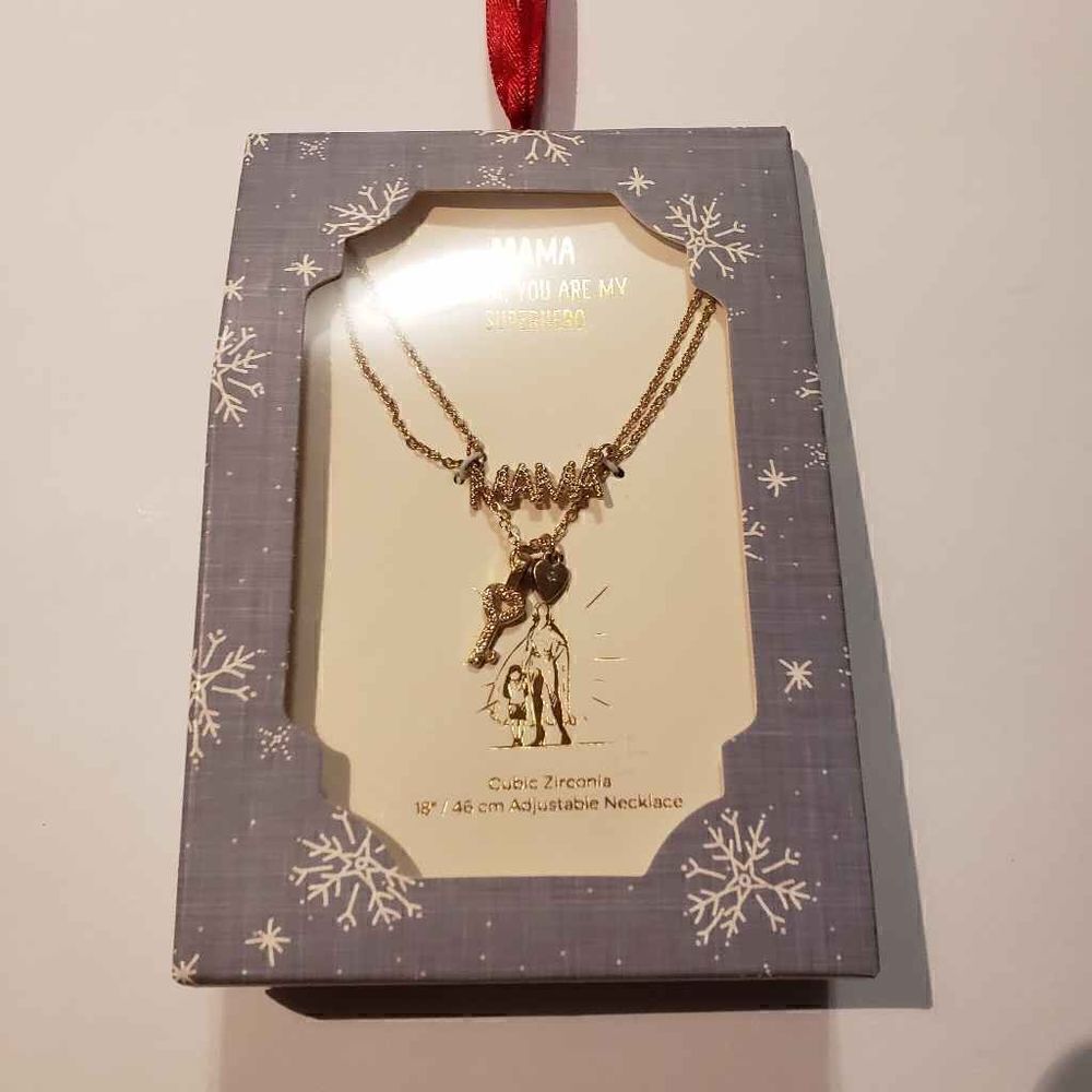 Cubic Zirconia 18" Adjustable "Mama" Necklace